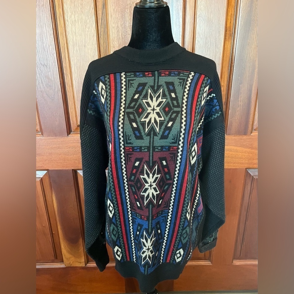 Obermeyer Vintage Crew Neck Wool Blend Alaska Sweater Men's Sz M Snowflake